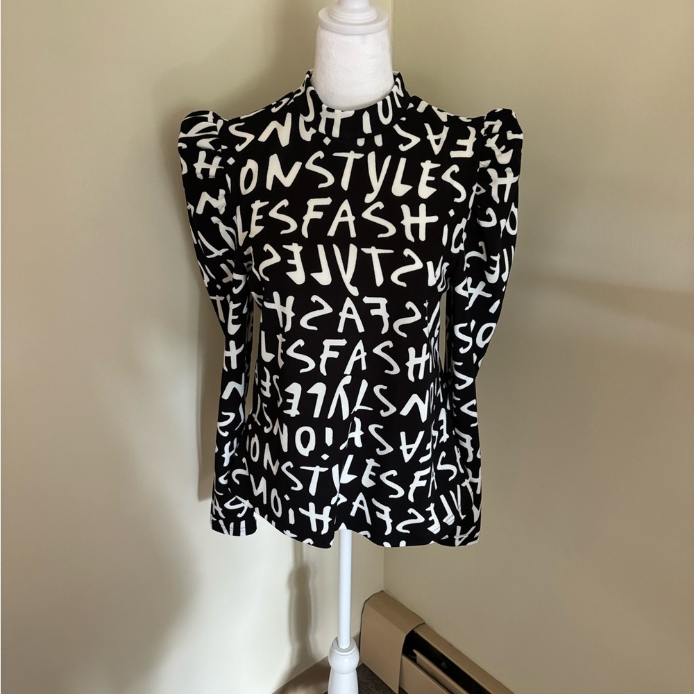 Graffiti blouse in black and white- never worn